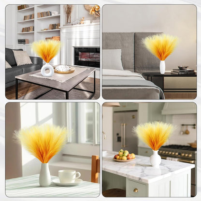 Faux Pampas Grass Decor 17.7 Inch 30pcs, Artificial Pompas Grass Bulk Artificial Dried Flower Small Vase Filler for Boho Home Wedding Decoration (Blue)