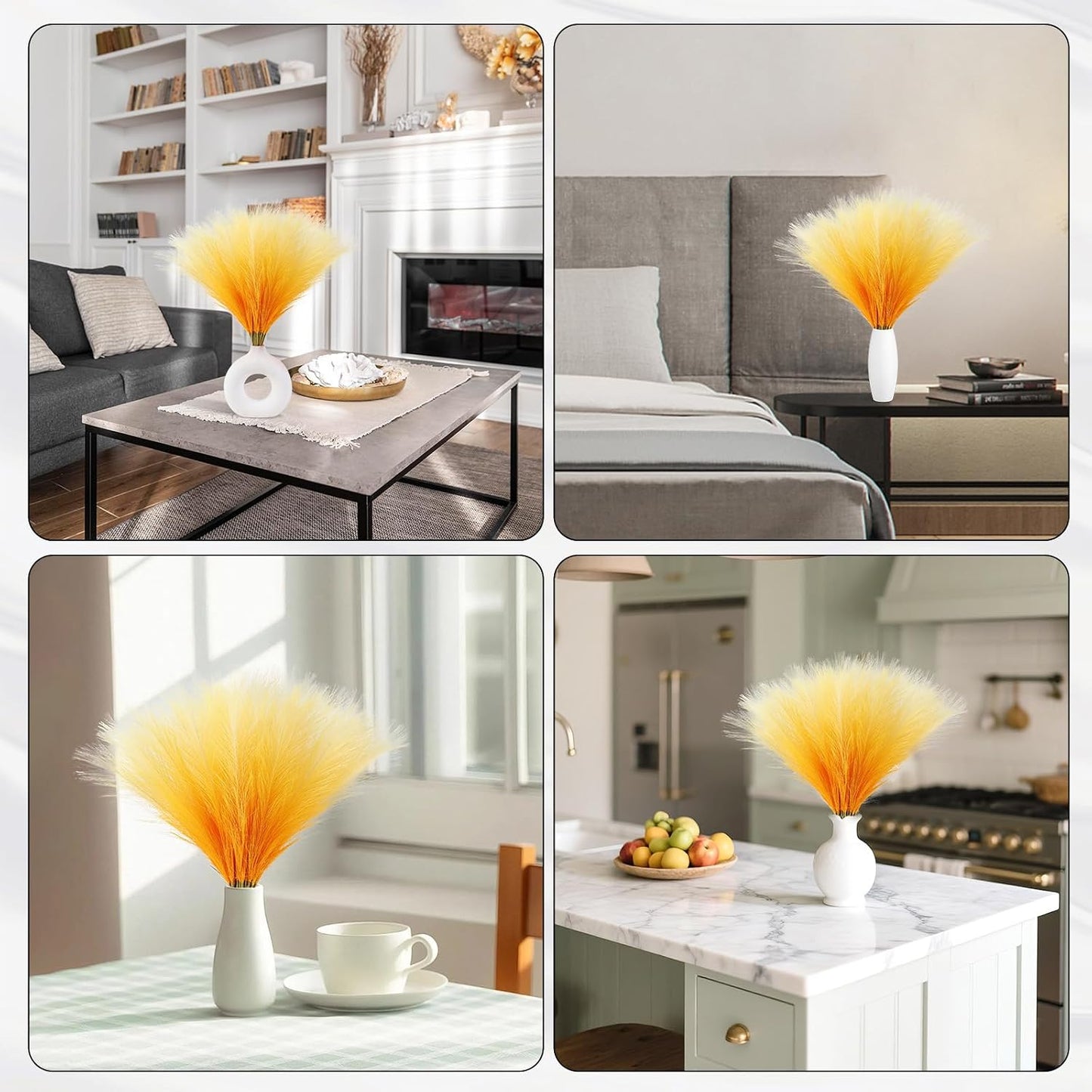 Faux Pampas Grass Decor 17.7 Inch 30pcs, Artificial Pompas Grass Bulk Artificial Dried Flower Small Vase Filler for Boho Home Wedding Decoration (Blue)