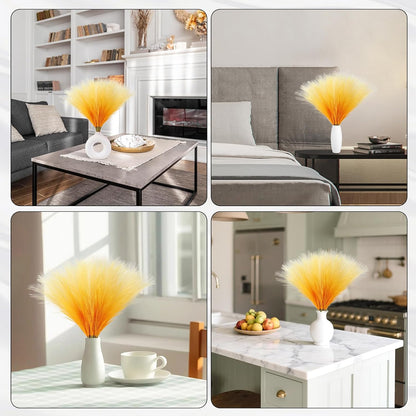 Faux Pampas Grass Decor 17.7 Inch 30pcs, Artificial Pompas Grass Bulk Artificial Dried Flower Small Vase Filler for Boho Home Wedding Decoration (Blue)