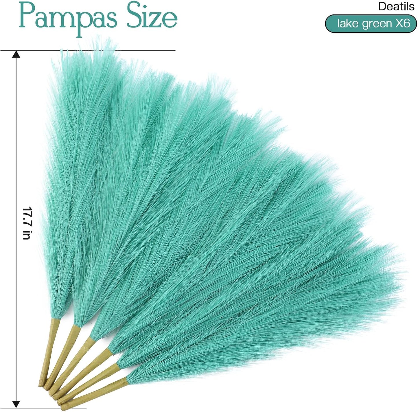 Faux Pampas Grass Decor 17.7 Inch 30pcs, Artificial Pompas Grass Bulk Artificial Dried Flower Small Vase Filler for Boho Home Wedding Decoration (Blue)