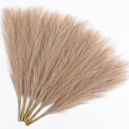 Faux Pampas Grass Decor 17.7 Inch 30pcs, Artificial Pompas Grass Bulk Artificial Dried Flower Small Vase Filler for Boho Home Wedding Decoration (Blue)