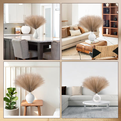 Faux Pampas Grass Decor 17.7 Inch 30pcs, Artificial Pompas Grass Bulk Artificial Dried Flower Small Vase Filler for Boho Home Wedding Decoration (Blue)