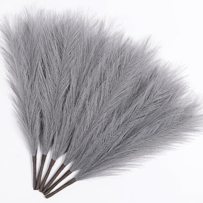Faux Pampas Grass Decor 17.7 Inch 30pcs, Artificial Pompas Grass Bulk Artificial Dried Flower Small Vase Filler for Boho Home Wedding Decoration (Blue)
