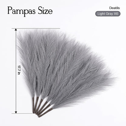 Faux Pampas Grass Decor 17.7 Inch 30pcs, Artificial Pompas Grass Bulk Artificial Dried Flower Small Vase Filler for Boho Home Wedding Decoration (Blue)