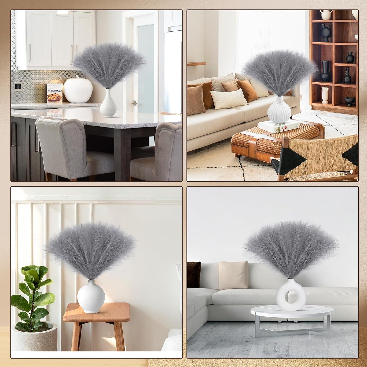 Faux Pampas Grass Decor 17.7 Inch 30pcs, Artificial Pompas Grass Bulk Artificial Dried Flower Small Vase Filler for Boho Home Wedding Decoration (Blue)