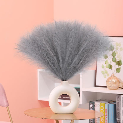Faux Pampas Grass Decor 17.7 Inch 30pcs, Artificial Pompas Grass Bulk Artificial Dried Flower Small Vase Filler for Boho Home Wedding Decoration (Blue)