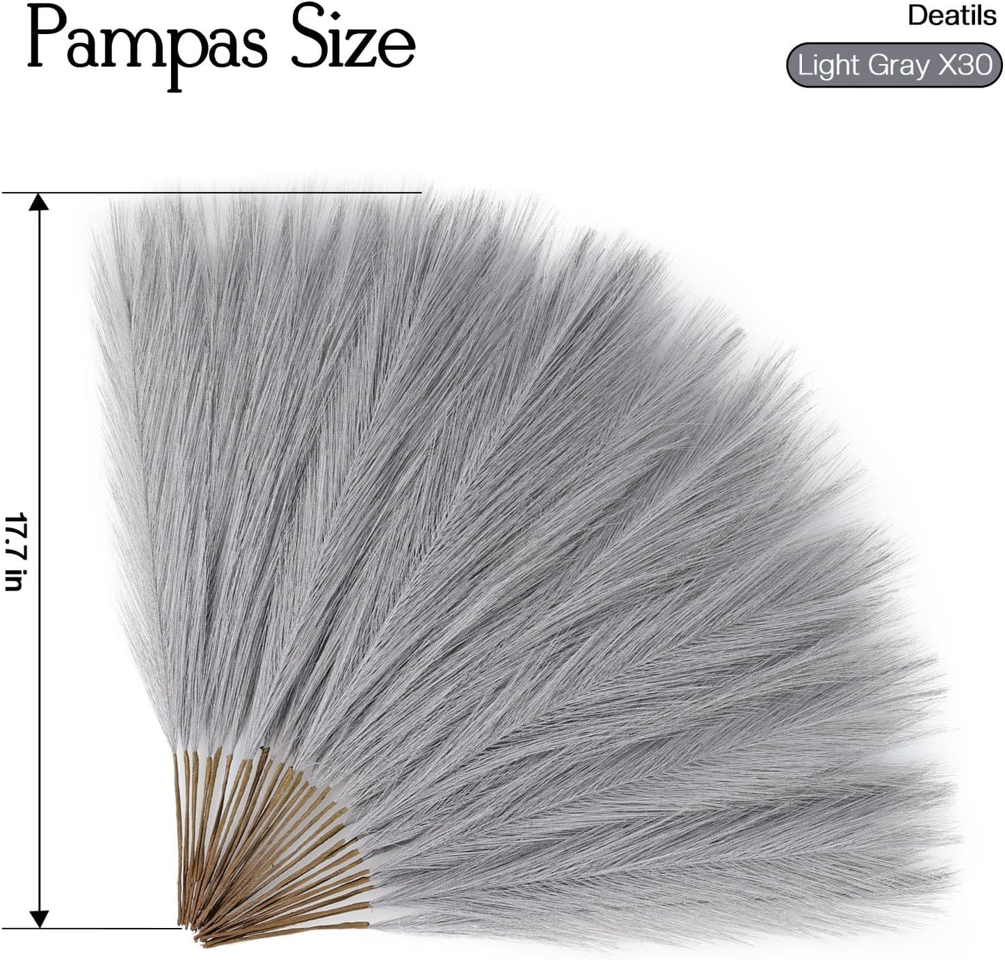 Faux Pampas Grass Decor 17.7 Inch 30pcs, Artificial Pompas Grass Bulk Artificial Dried Flower Small Vase Filler for Boho Home Wedding Decoration (Blue)