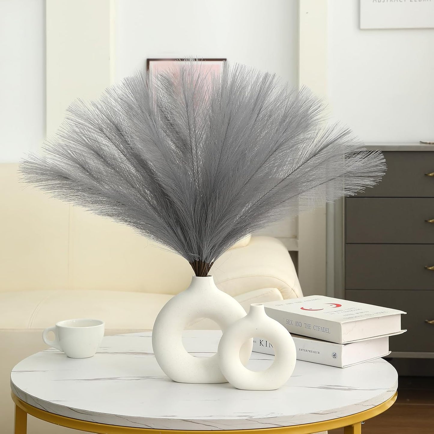 Faux Pampas Grass Decor 17.7 Inch 30pcs, Artificial Pompas Grass Bulk Artificial Dried Flower Small Vase Filler for Boho Home Wedding Decoration (Blue)