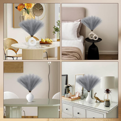 Faux Pampas Grass Decor 17.7 Inch 30pcs, Artificial Pompas Grass Bulk Artificial Dried Flower Small Vase Filler for Boho Home Wedding Decoration (Blue)