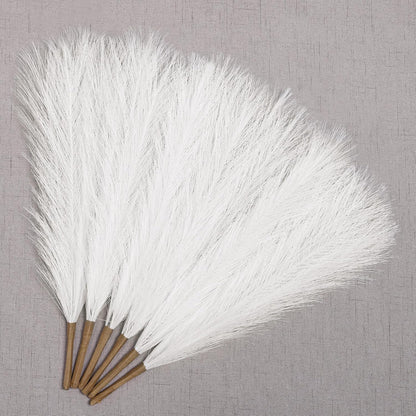 Faux Pampas Grass Decor 17.7 Inch 30pcs, Artificial Pompas Grass Bulk Artificial Dried Flower Small Vase Filler for Boho Home Wedding Decoration (Blue)
