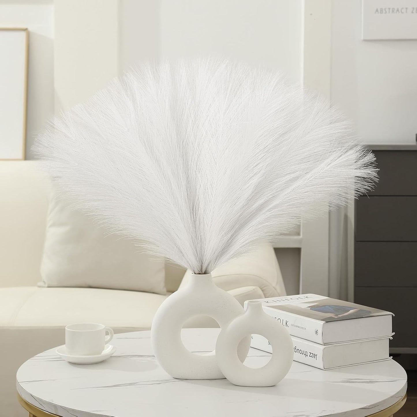 Faux Pampas Grass Decor 17.7 Inch 30pcs, Artificial Pompas Grass Bulk Artificial Dried Flower Small Vase Filler for Boho Home Wedding Decoration (Blue)