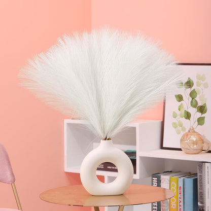 Faux Pampas Grass Decor 17.7 Inch 30pcs, Artificial Pompas Grass Bulk Artificial Dried Flower Small Vase Filler for Boho Home Wedding Decoration (Blue)