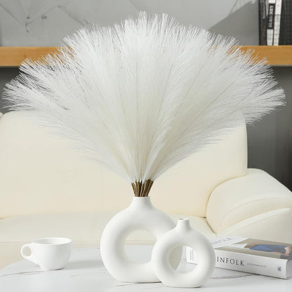 Faux Pampas Grass Decor 17.7 Inch 30pcs, Artificial Pompas Grass Bulk Artificial Dried Flower Small Vase Filler for Boho Home Wedding Decoration (Blue)