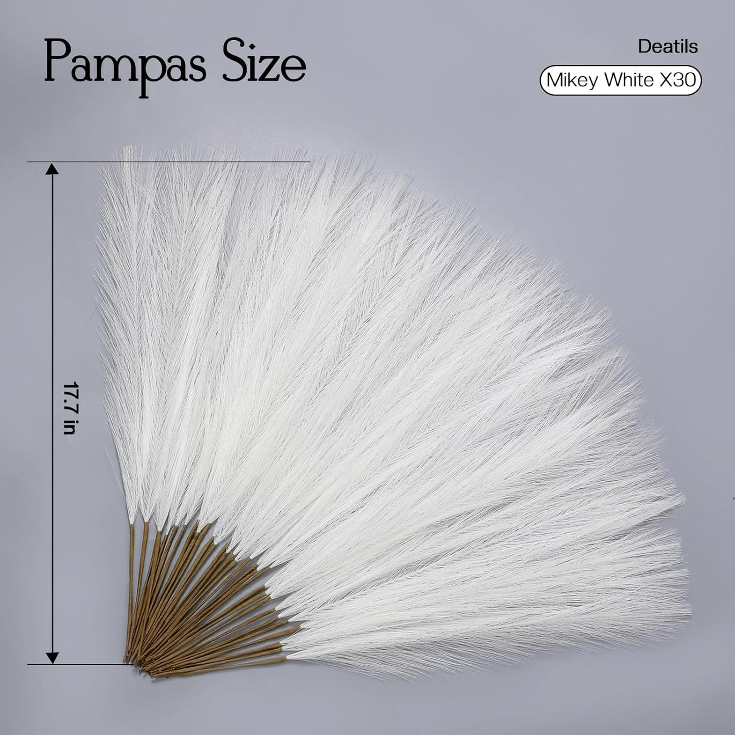 Faux Pampas Grass Decor 17.7 Inch 30pcs, Artificial Pompas Grass Bulk Artificial Dried Flower Small Vase Filler for Boho Home Wedding Decoration (Blue)