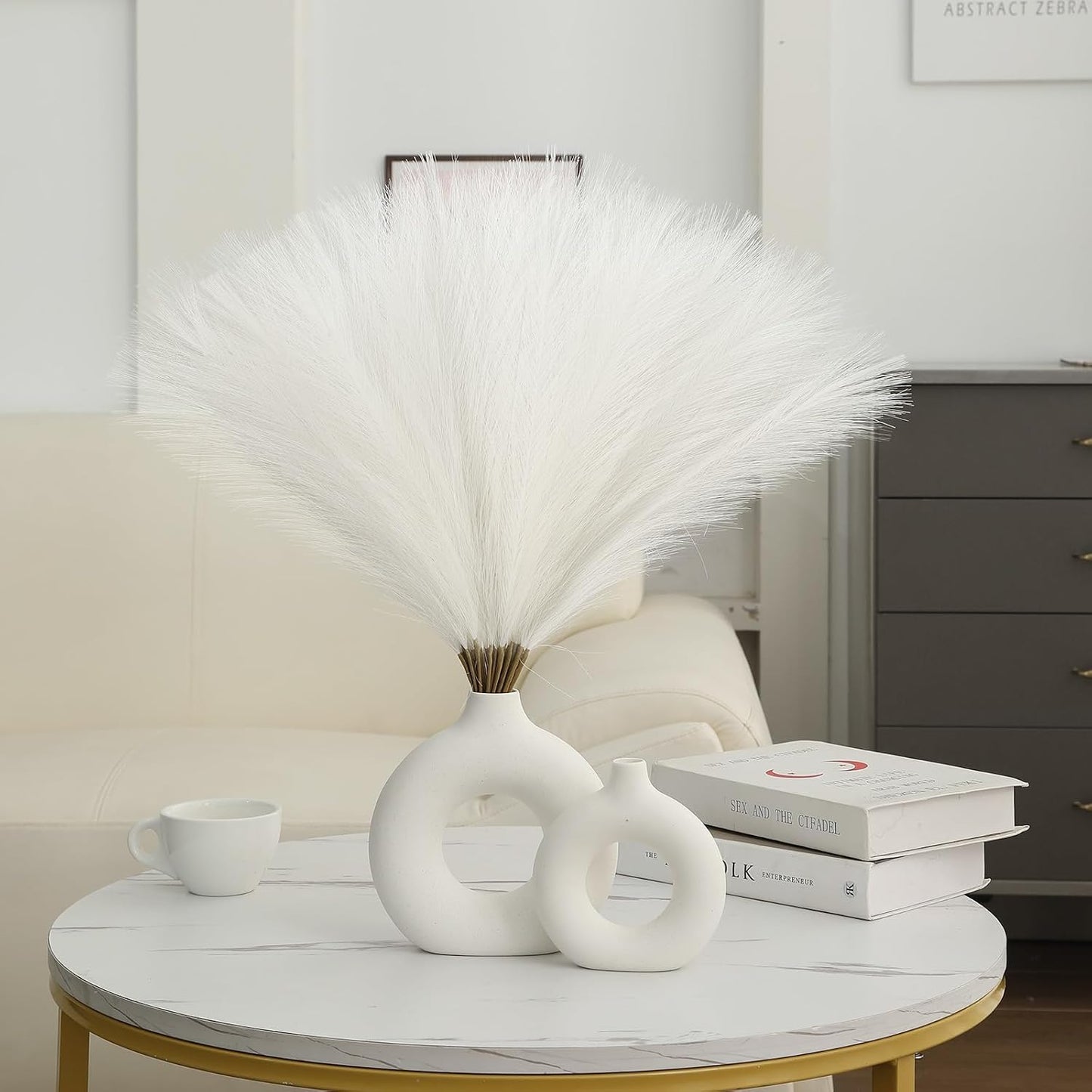 Faux Pampas Grass Decor 17.7 Inch 30pcs, Artificial Pompas Grass Bulk Artificial Dried Flower Small Vase Filler for Boho Home Wedding Decoration (Blue)