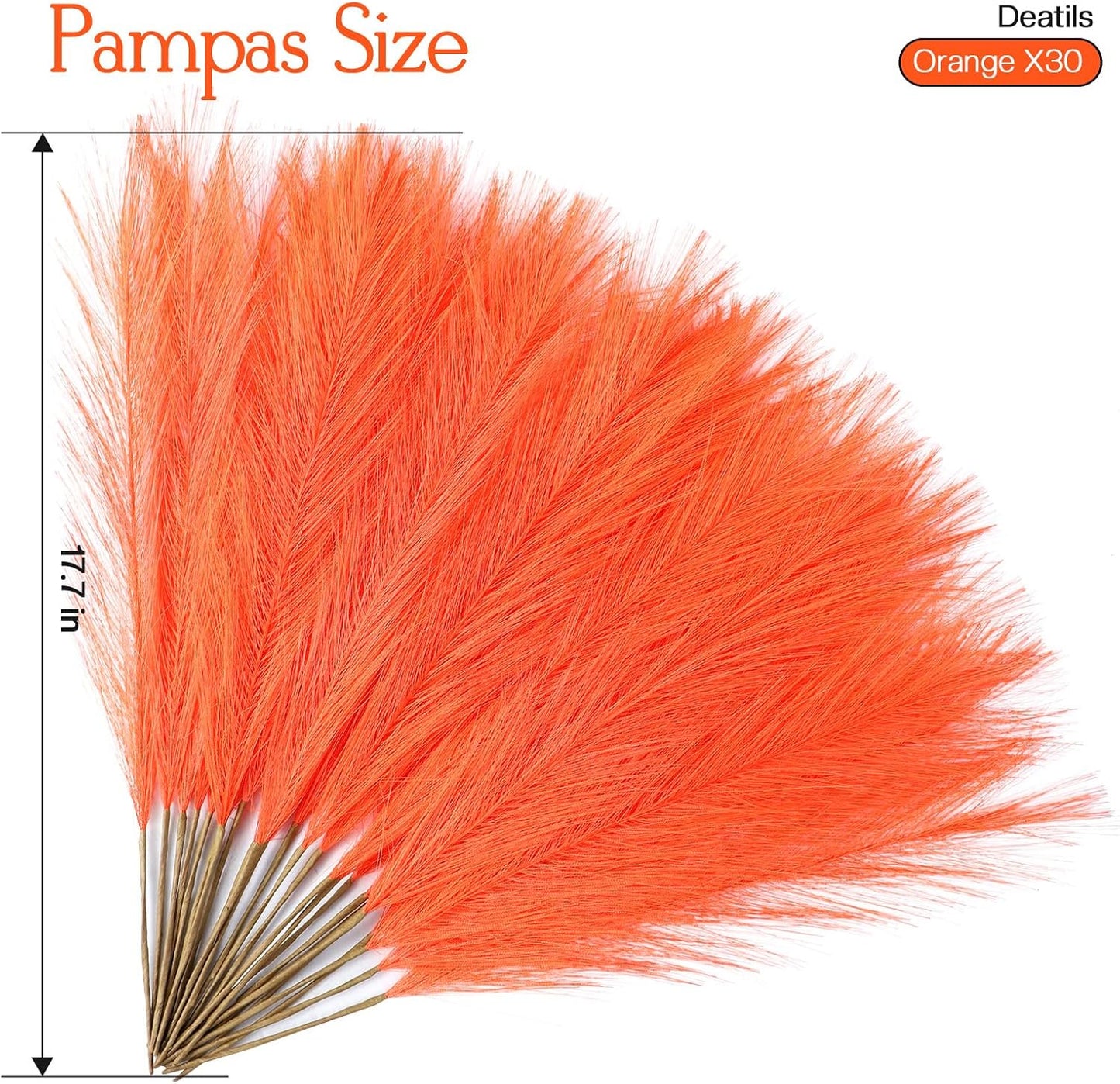 Faux Pampas Grass Decor 17.7 Inch 30pcs, Artificial Pompas Grass Bulk Artificial Dried Flower Small Vase Filler for Boho Home Wedding Decoration (Blue)