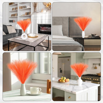 Faux Pampas Grass Decor 17.7 Inch 30pcs, Artificial Pompas Grass Bulk Artificial Dried Flower Small Vase Filler for Boho Home Wedding Decoration (Blue)