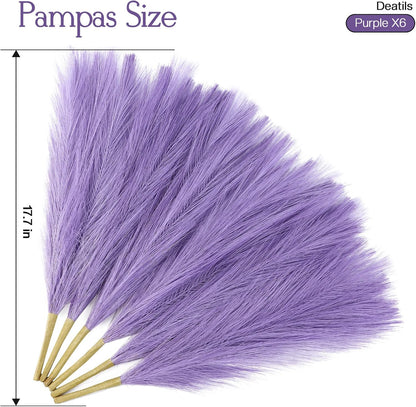 Faux Pampas Grass Decor 17.7 Inch 30pcs, Artificial Pompas Grass Bulk Artificial Dried Flower Small Vase Filler for Boho Home Wedding Decoration (Blue)