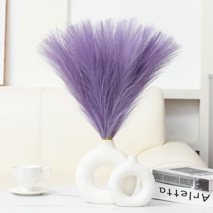 Faux Pampas Grass Decor 17.7 Inch 30pcs, Artificial Pompas Grass Bulk Artificial Dried Flower Small Vase Filler for Boho Home Wedding Decoration (Blue)