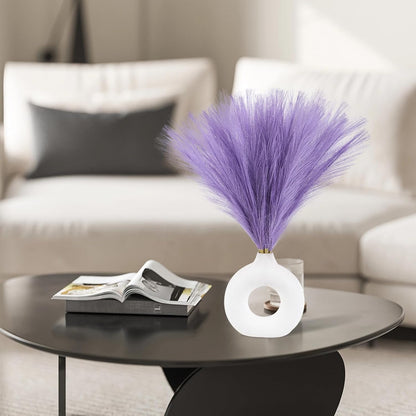 Faux Pampas Grass Decor 17.7 Inch 30pcs, Artificial Pompas Grass Bulk Artificial Dried Flower Small Vase Filler for Boho Home Wedding Decoration (Blue)