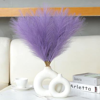 Faux Pampas Grass Decor 17.7 Inch 30pcs, Artificial Pompas Grass Bulk Artificial Dried Flower Small Vase Filler for Boho Home Wedding Decoration (Blue)