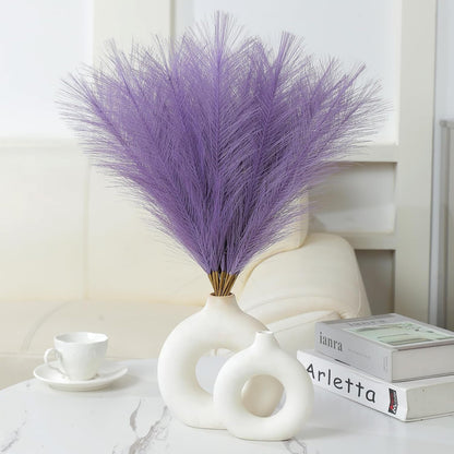Faux Pampas Grass Decor 17.7 Inch 30pcs, Artificial Pompas Grass Bulk Artificial Dried Flower Small Vase Filler for Boho Home Wedding Decoration (Blue)