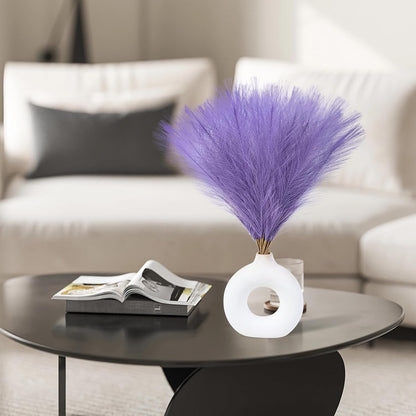 Faux Pampas Grass Decor 17.7 Inch 30pcs, Artificial Pompas Grass Bulk Artificial Dried Flower Small Vase Filler for Boho Home Wedding Decoration (Blue)