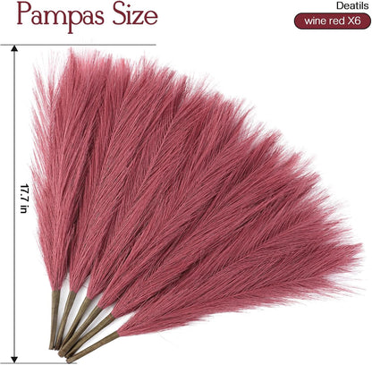 Faux Pampas Grass Decor 17.7 Inch 30pcs, Artificial Pompas Grass Bulk Artificial Dried Flower Small Vase Filler for Boho Home Wedding Decoration (Blue)