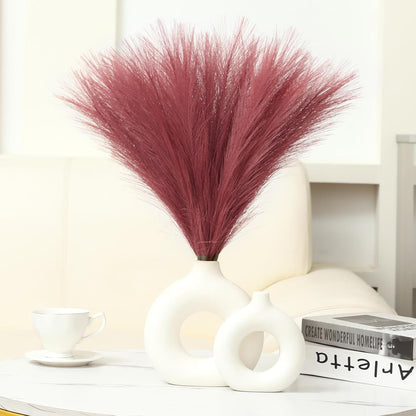 Faux Pampas Grass Decor 17.7 Inch 30pcs, Artificial Pompas Grass Bulk Artificial Dried Flower Small Vase Filler for Boho Home Wedding Decoration (Blue)