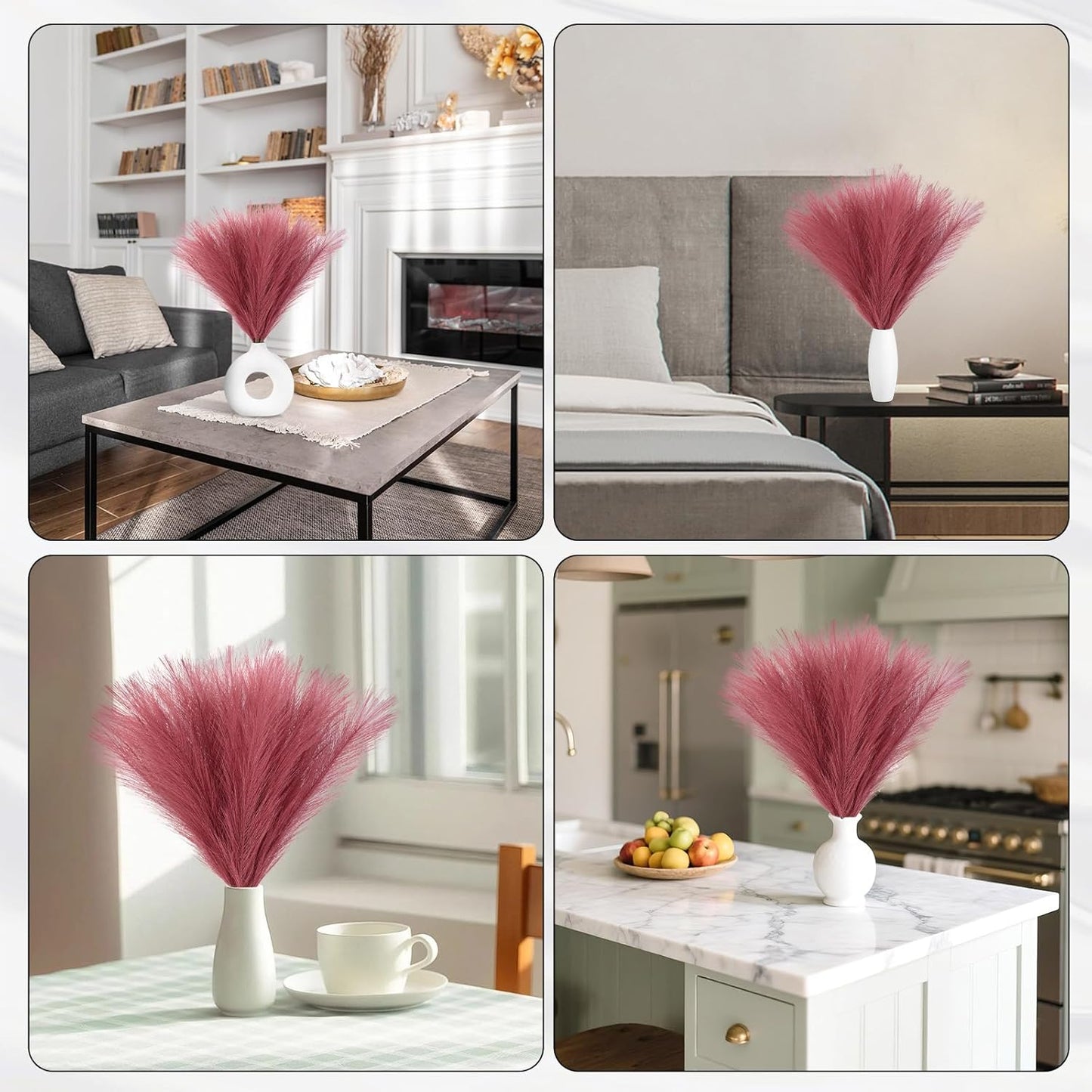 Faux Pampas Grass Decor 17.7 Inch 30pcs, Artificial Pompas Grass Bulk Artificial Dried Flower Small Vase Filler for Boho Home Wedding Decoration (Blue)