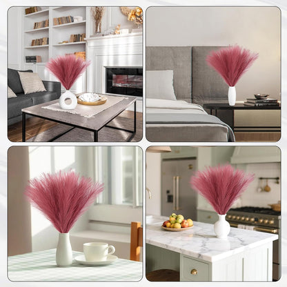 Faux Pampas Grass Decor 17.7 Inch 30pcs, Artificial Pompas Grass Bulk Artificial Dried Flower Small Vase Filler for Boho Home Wedding Decoration (Blue)