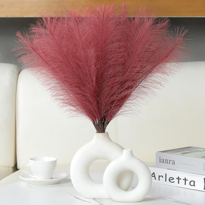 Faux Pampas Grass Decor 17.7 Inch 30pcs, Artificial Pompas Grass Bulk Artificial Dried Flower Small Vase Filler for Boho Home Wedding Decoration (Blue)