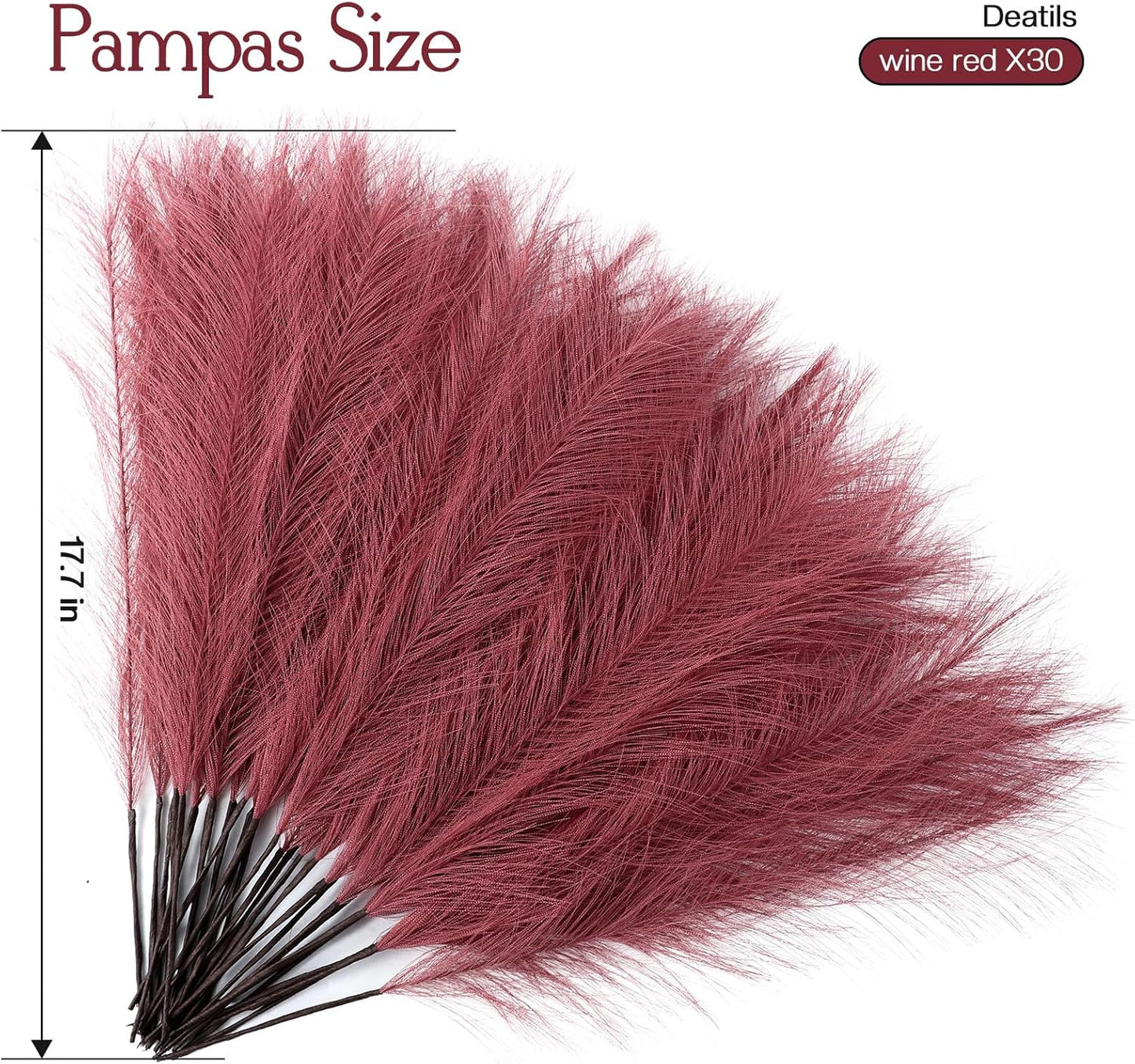 Faux Pampas Grass Decor 17.7 Inch 30pcs, Artificial Pompas Grass Bulk Artificial Dried Flower Small Vase Filler for Boho Home Wedding Decoration (Blue)