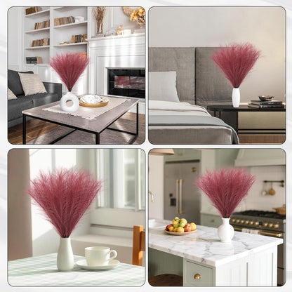 Faux Pampas Grass Decor 17.7 Inch 30pcs, Artificial Pompas Grass Bulk Artificial Dried Flower Small Vase Filler for Boho Home Wedding Decoration (Blue)