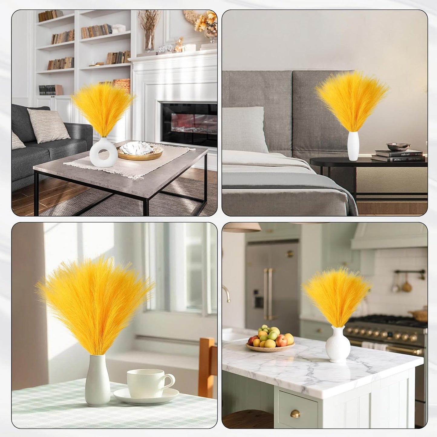 Faux Pampas Grass Decor 17.7 Inch 30pcs, Artificial Pompas Grass Bulk Artificial Dried Flower Small Vase Filler for Boho Home Wedding Decoration (Blue)