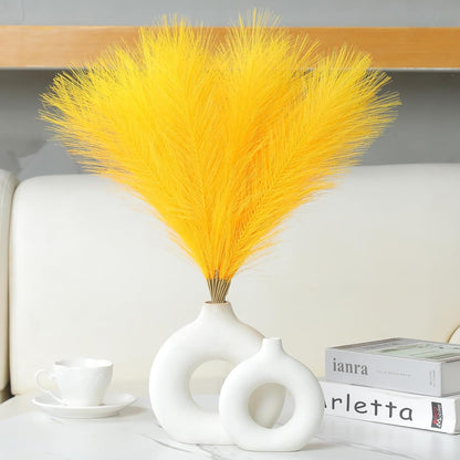 Faux Pampas Grass Decor 17.7 Inch 30pcs, Artificial Pompas Grass Bulk Artificial Dried Flower Small Vase Filler for Boho Home Wedding Decoration (Blue)