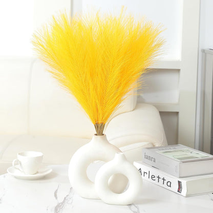 Faux Pampas Grass Decor 17.7 Inch 30pcs, Artificial Pompas Grass Bulk Artificial Dried Flower Small Vase Filler for Boho Home Wedding Decoration (Blue)