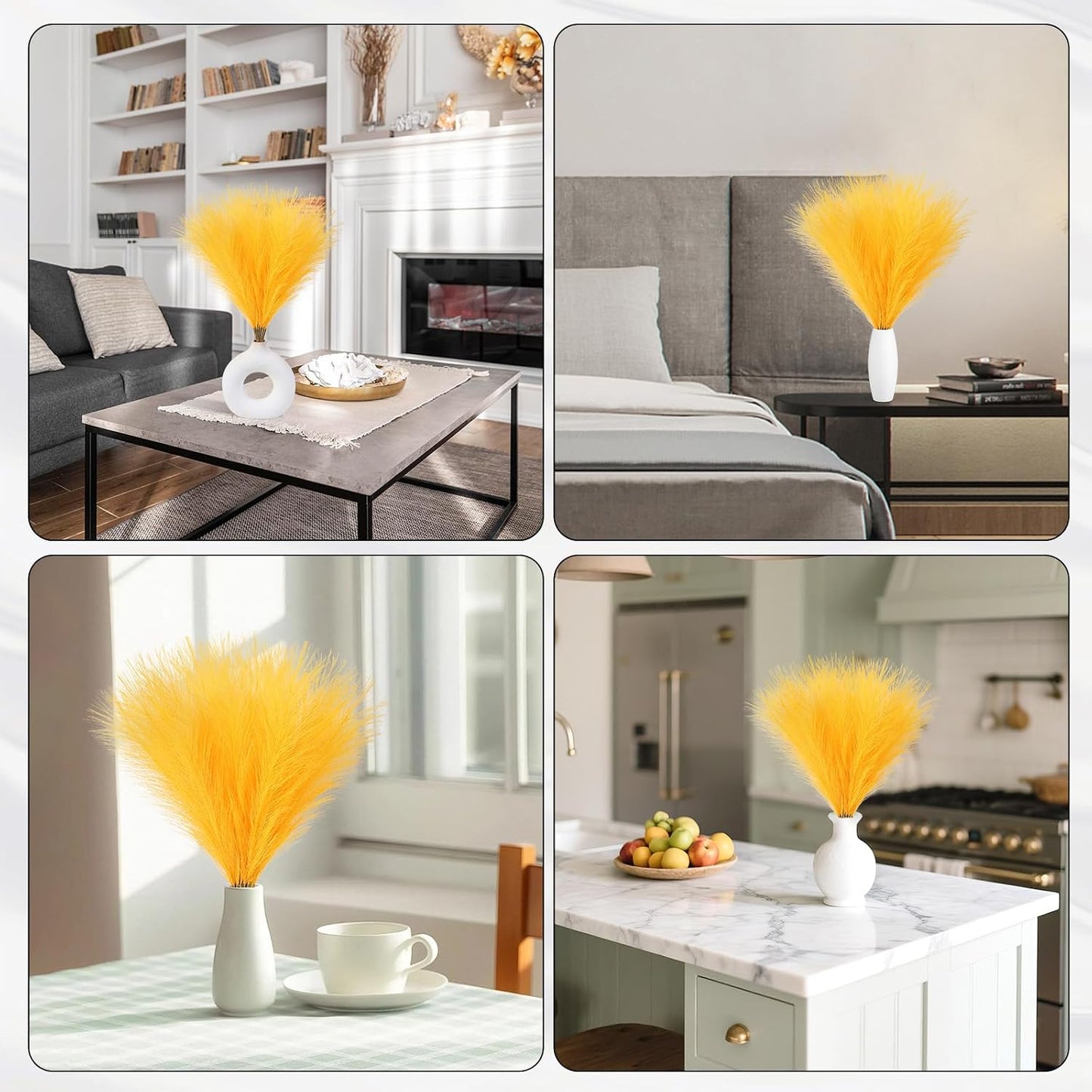Faux Pampas Grass Decor 17.7 Inch 30pcs, Artificial Pompas Grass Bulk Artificial Dried Flower Small Vase Filler for Boho Home Wedding Decoration (Blue)