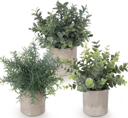 Fake Plants,3PCS Artificial Plants Indoor Eucalyptus Desk Decor