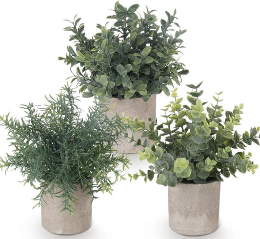 Fake Plants,3PCS Artificial Plants Indoor Eucalyptus Desk Decor