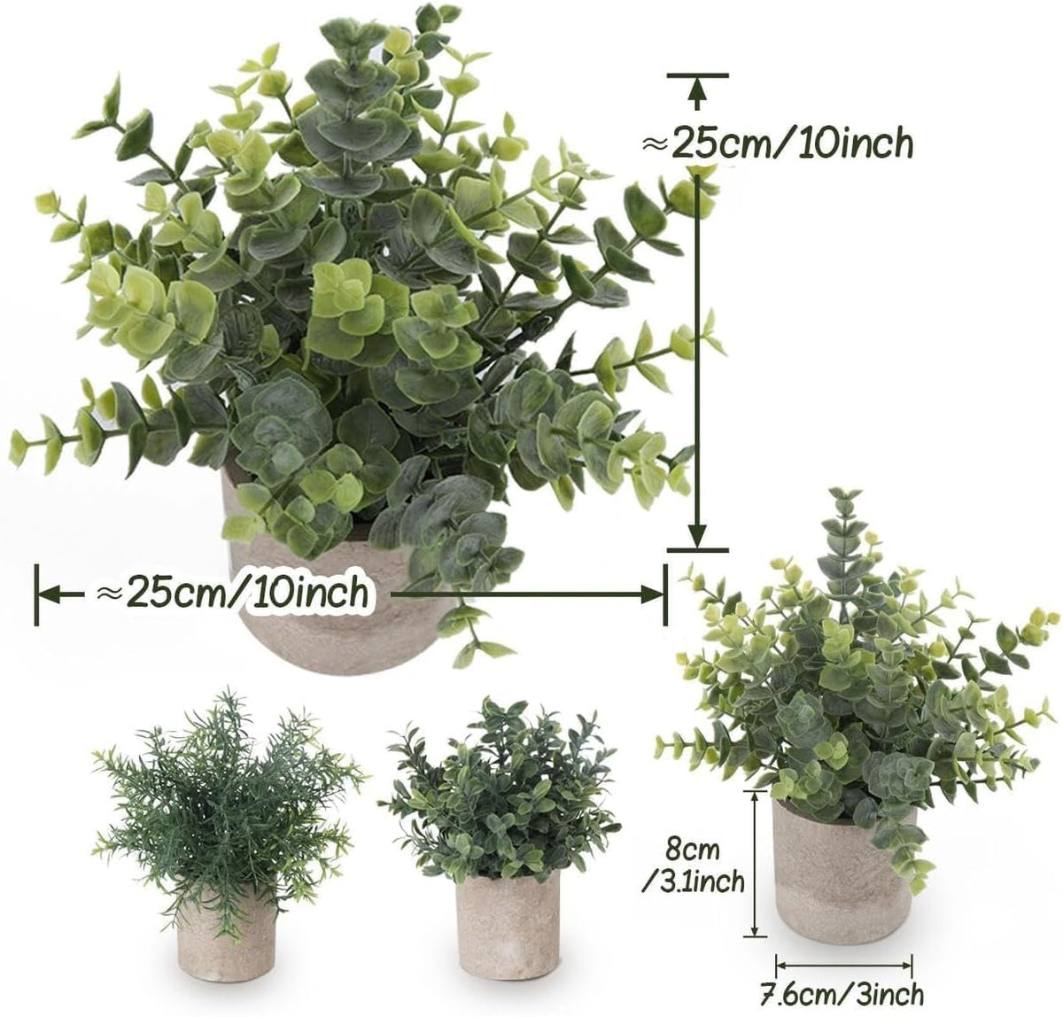 Fake Plants,3PCS Artificial Plants Indoor Eucalyptus Desk Decor