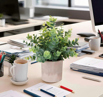 Fake Plants,3PCS Artificial Plants Indoor Eucalyptus Desk Decor