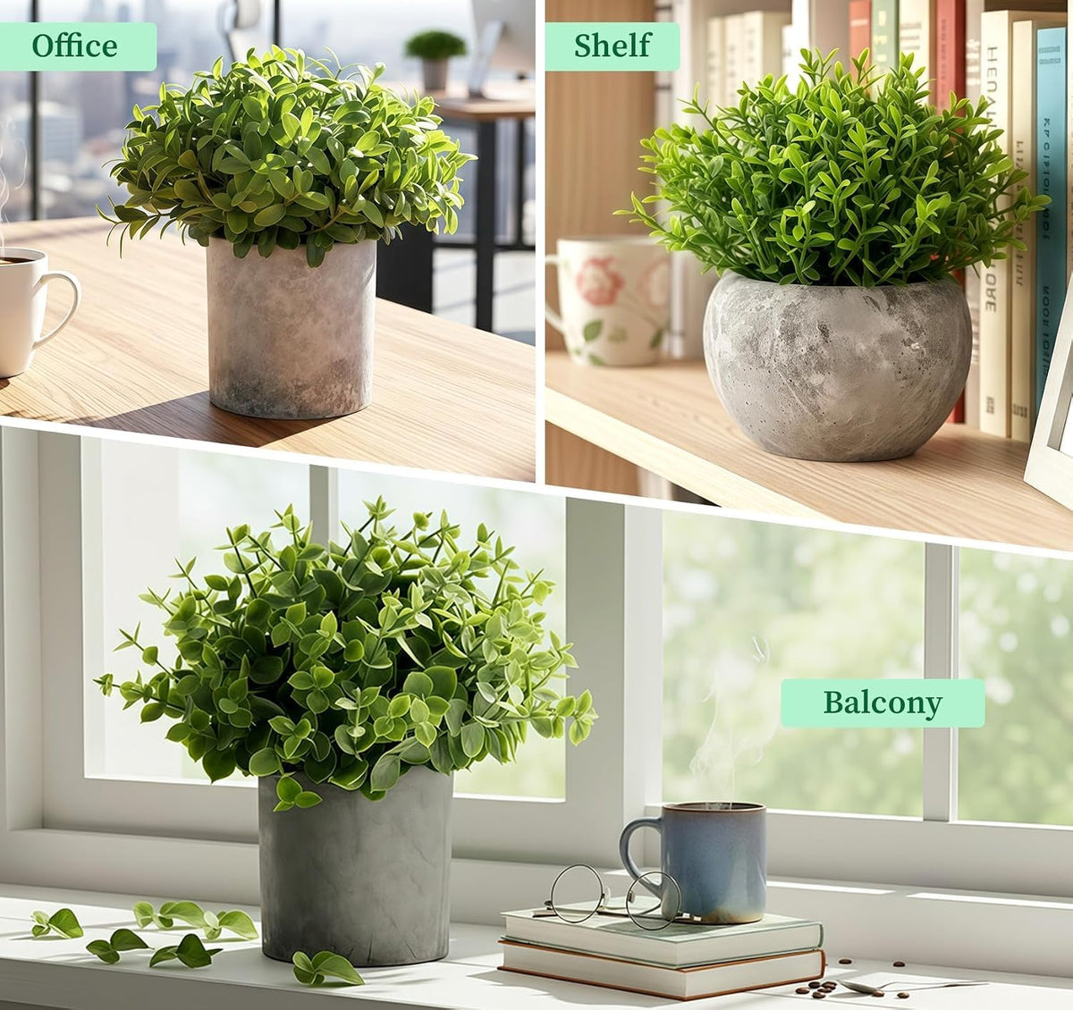 Fake Plants,3PCS Artificial Plants Indoor Eucalyptus Desk Decor