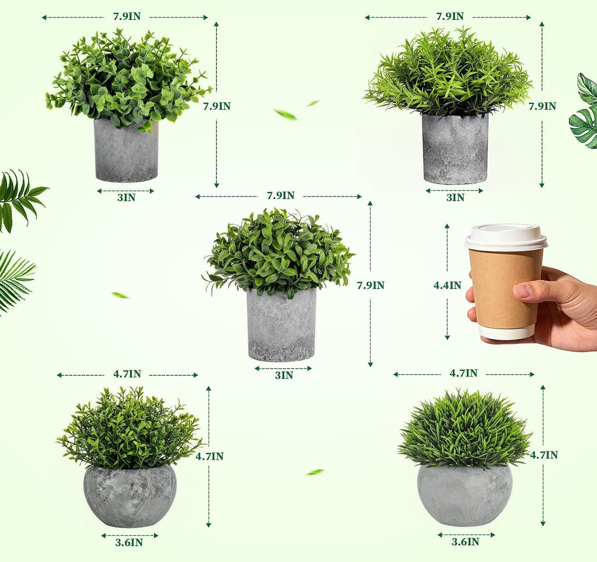 Fake Plants,3PCS Artificial Plants Indoor Eucalyptus Desk Decor