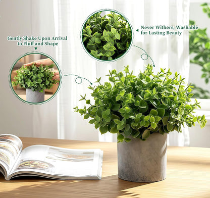 Fake Plants,3PCS Artificial Plants Indoor Eucalyptus Desk Decor