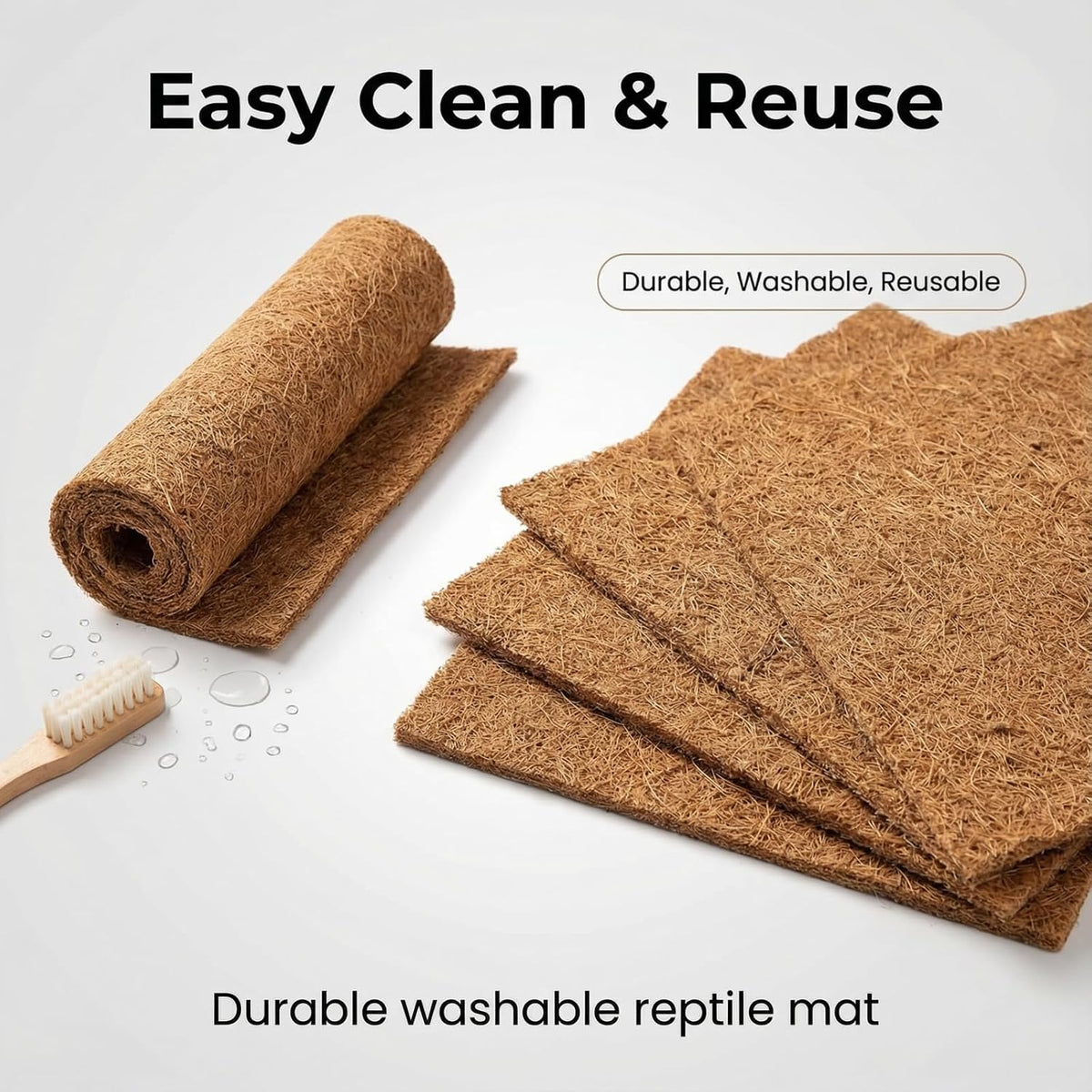 10Pcs Reptile Carpet Mat Chicken Coop Floor Liner Nesting Mat Natural Coconut Fiber Pet Mat Substrate Liner Terrarium Planter Liner for Lizard Turtle Snake Gecko Bearded Dragon Tortoise 12*12"