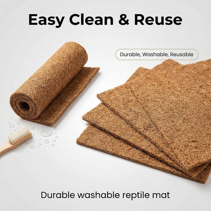 10Pcs Reptile Carpet Mat Chicken Coop Floor Liner Nesting Mat Natural Coconut Fiber Pet Mat Substrate Liner Terrarium Planter Liner for Lizard Turtle Snake Gecko Bearded Dragon Tortoise 12*12"