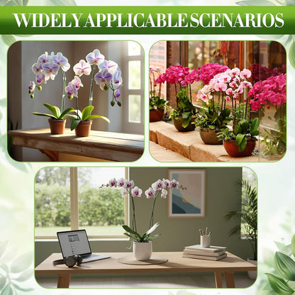 6 Pcs 10.9 Inch Faux Orchid Leaves Artificial Orchids Leaves Phalaenopsis Stems Leaf Green Leaf Plants Green Faux Stem Latex Cymbidium Stems for Flowers Arrangements Pot Decoration