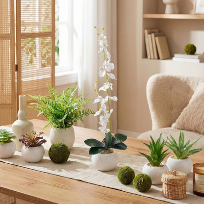 6 Pcs 10.9 Inch Faux Orchid Leaves Artificial Orchids Leaves Phalaenopsis Stems Leaf Green Leaf Plants Green Faux Stem Latex Cymbidium Stems for Flowers Arrangements Pot Decoration