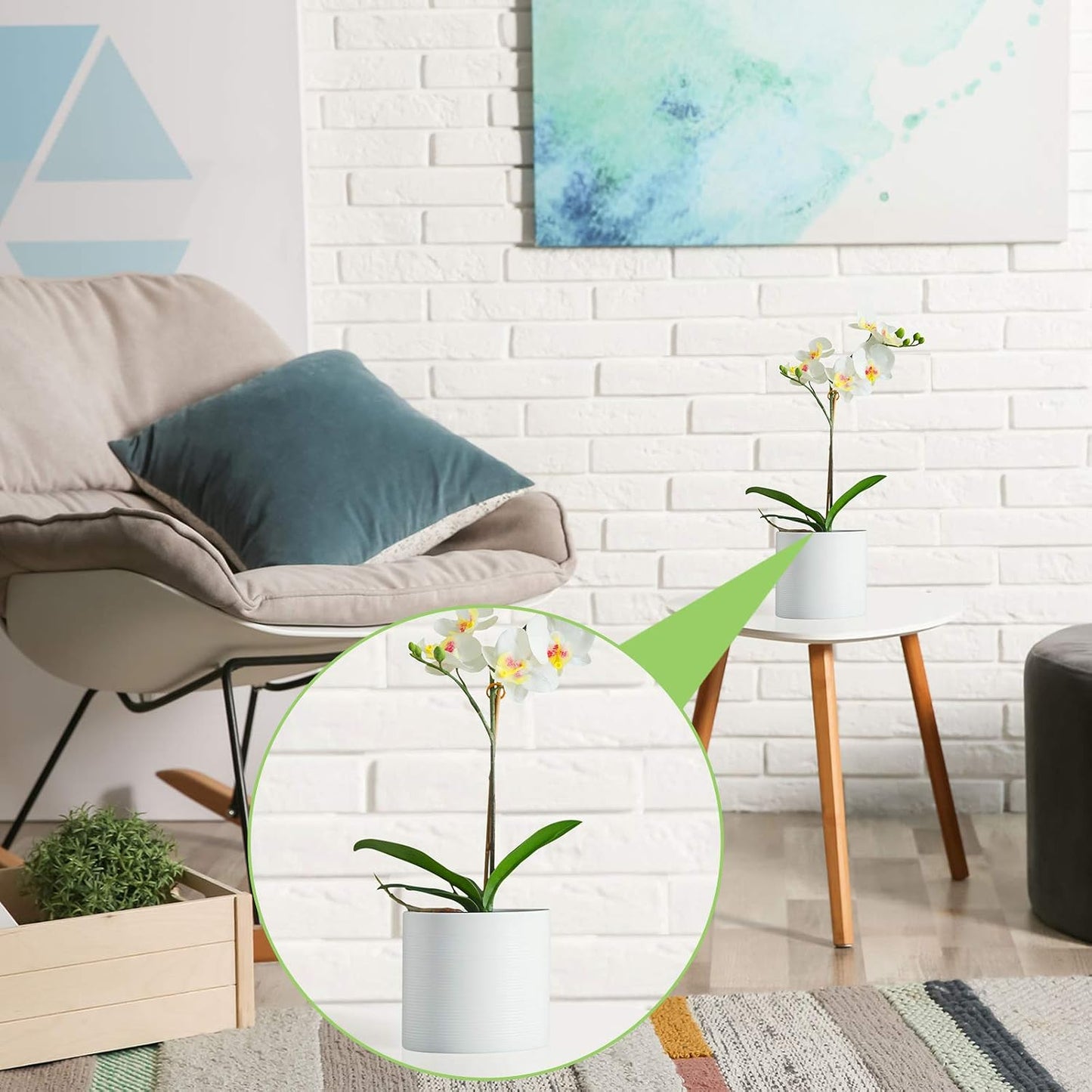 6 Pcs 10.9 Inch Faux Orchid Leaves Artificial Orchids Leaves Phalaenopsis Stems Leaf Green Leaf Plants Green Faux Stem Latex Cymbidium Stems for Flowers Arrangements Pot Decoration